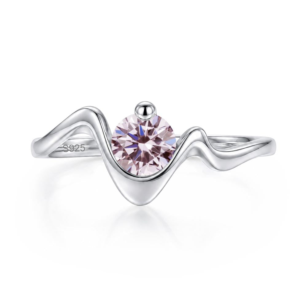 Round Shaped Amethyst Twisted Wave Ring - LUO Jewelry #gemstone_Pink Cubic Zirconia