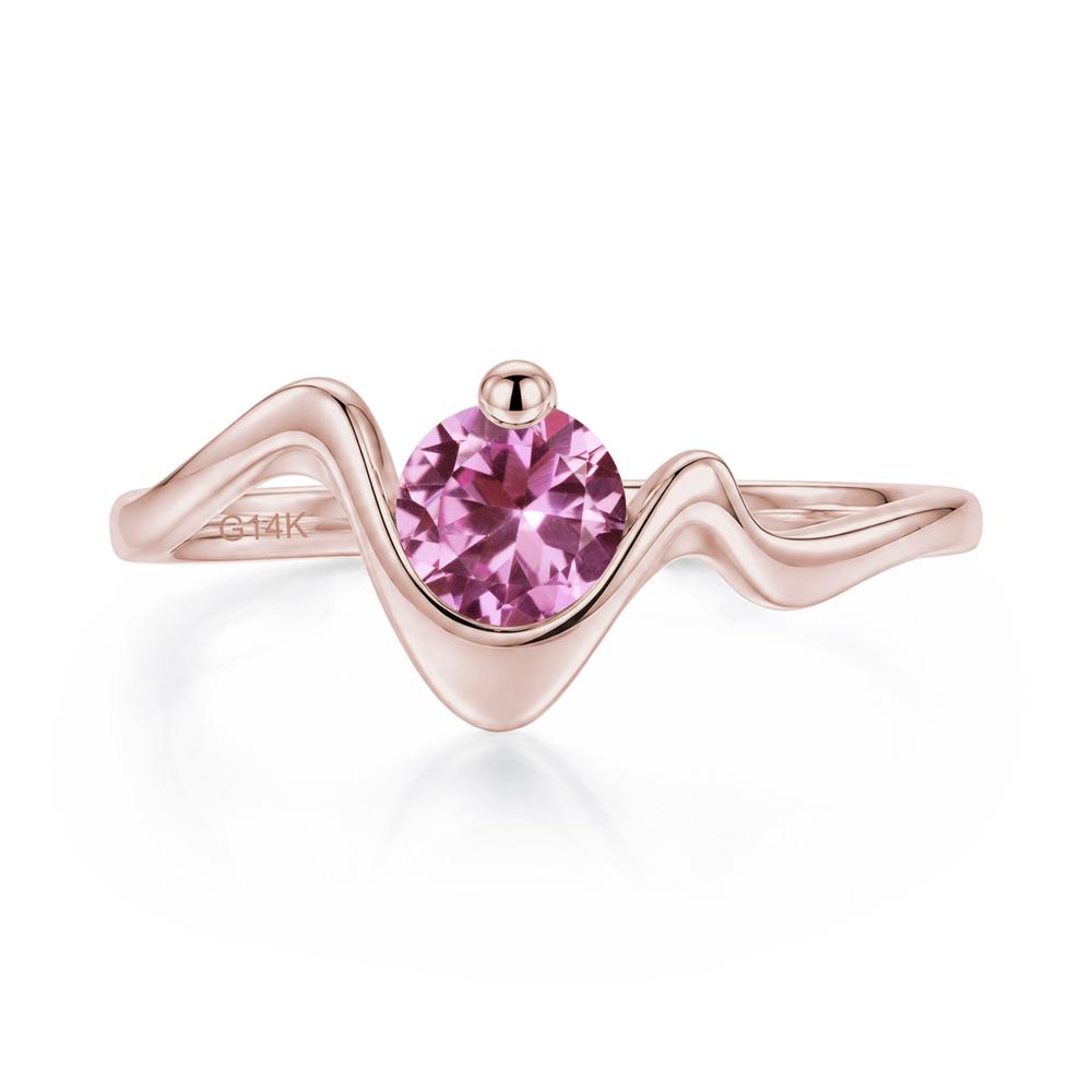 Round Shaped Amethyst Twisted Wave Ring - LUO Jewelry #gemstone_Pink Sapphire