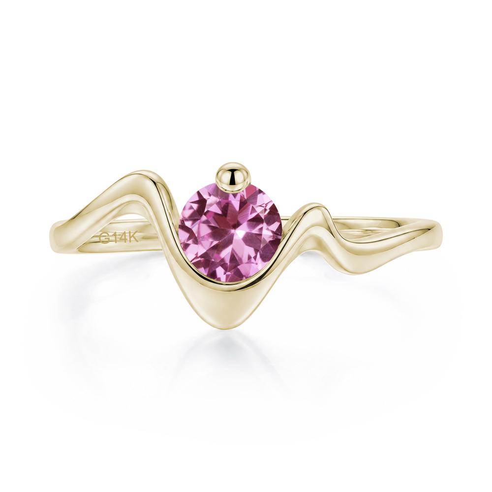 Round Shaped Amethyst Twisted Wave Ring - LUO Jewelry #gemstone_Pink Sapphire