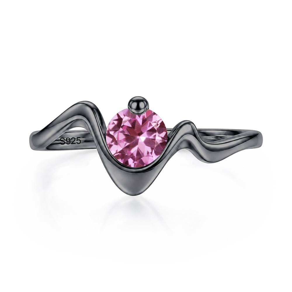 Round Shaped Amethyst Twisted Wave Ring - LUO Jewelry #gemstone_Pink Sapphire