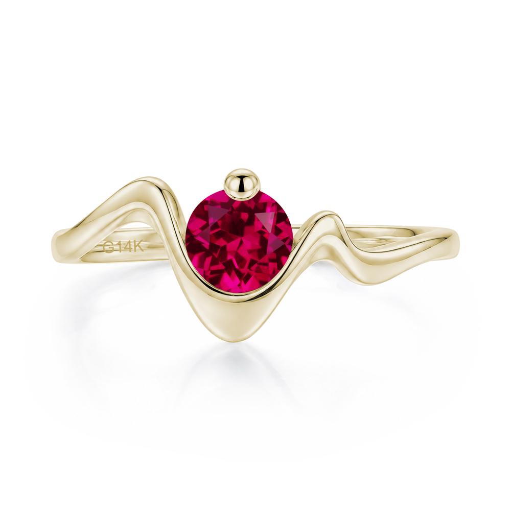 Round Shaped Amethyst Twisted Wave Ring - LUO Jewelry #gemstone_Ruby