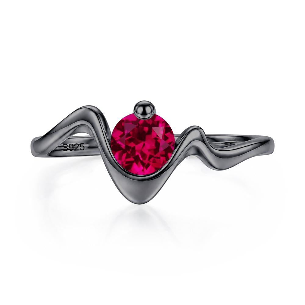 Round Shaped Amethyst Twisted Wave Ring - LUO Jewelry #gemstone_Ruby