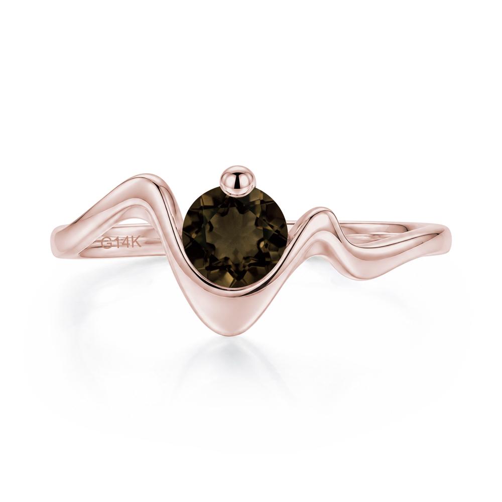 Round Shaped Amethyst Twisted Wave Ring - LUO Jewelry #gemstone_Smoky Quartz
