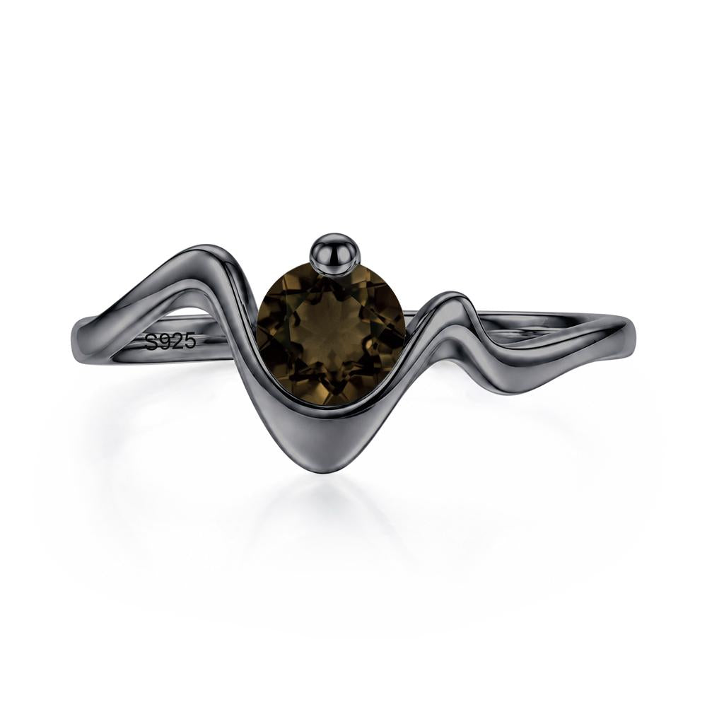 Round Shaped Amethyst Twisted Wave Ring - LUO Jewelry #gemstone_Smoky Quartz