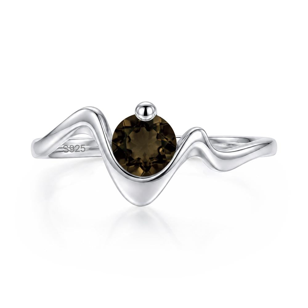 Round Shaped Amethyst Twisted Wave Ring - LUO Jewelry #gemstone_Smoky Quartz