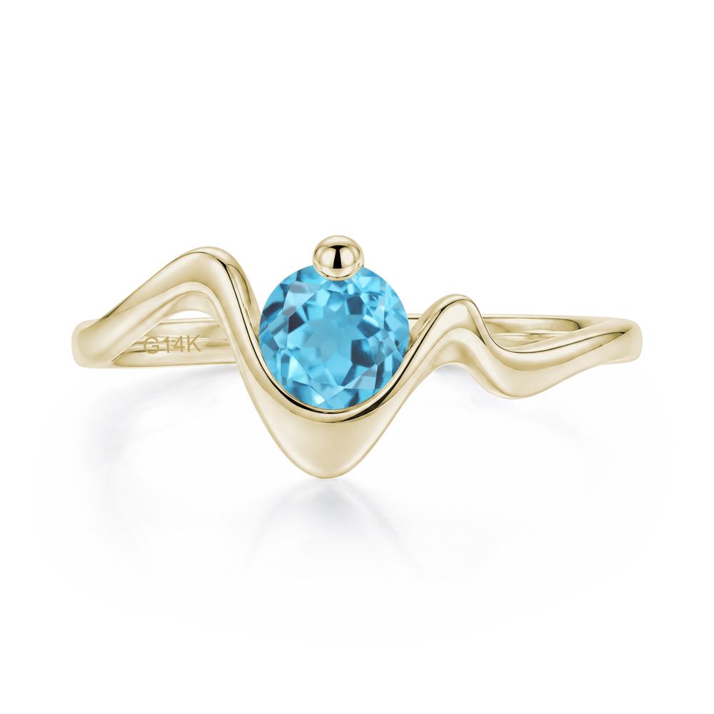 Round Shaped Amethyst Twisted Wave Ring - LUO Jewelry #gemstone_Swiss Blue Topaz