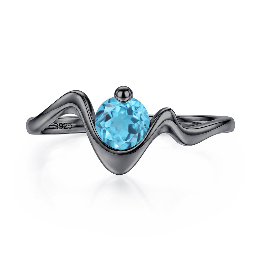 Round Shaped Amethyst Twisted Wave Ring - LUO Jewelry #gemstone_Swiss Blue Topaz