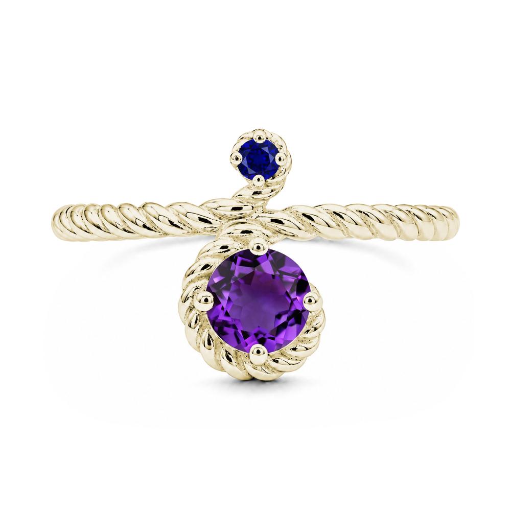 Vintage Twisted Rope Pink Sapphire and Sapphire Two Stone Ring - LUO Jewelry #gemstone_Amethyst and Sapphire