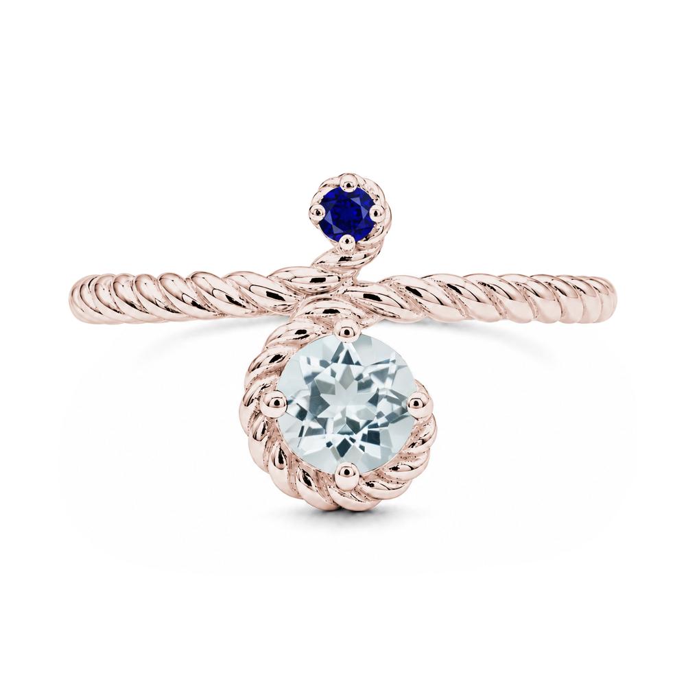 Vintage Twisted Rope Pink Sapphire and Sapphire Two Stone Ring - LUO Jewelry #gemstone_Aquamarine and Sapphire