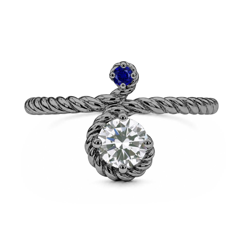 Vintage Twisted Rope Pink Sapphire and Sapphire Two Stone Ring - LUO Jewelry #gemstone_Cubic Zirconia and Sapphire