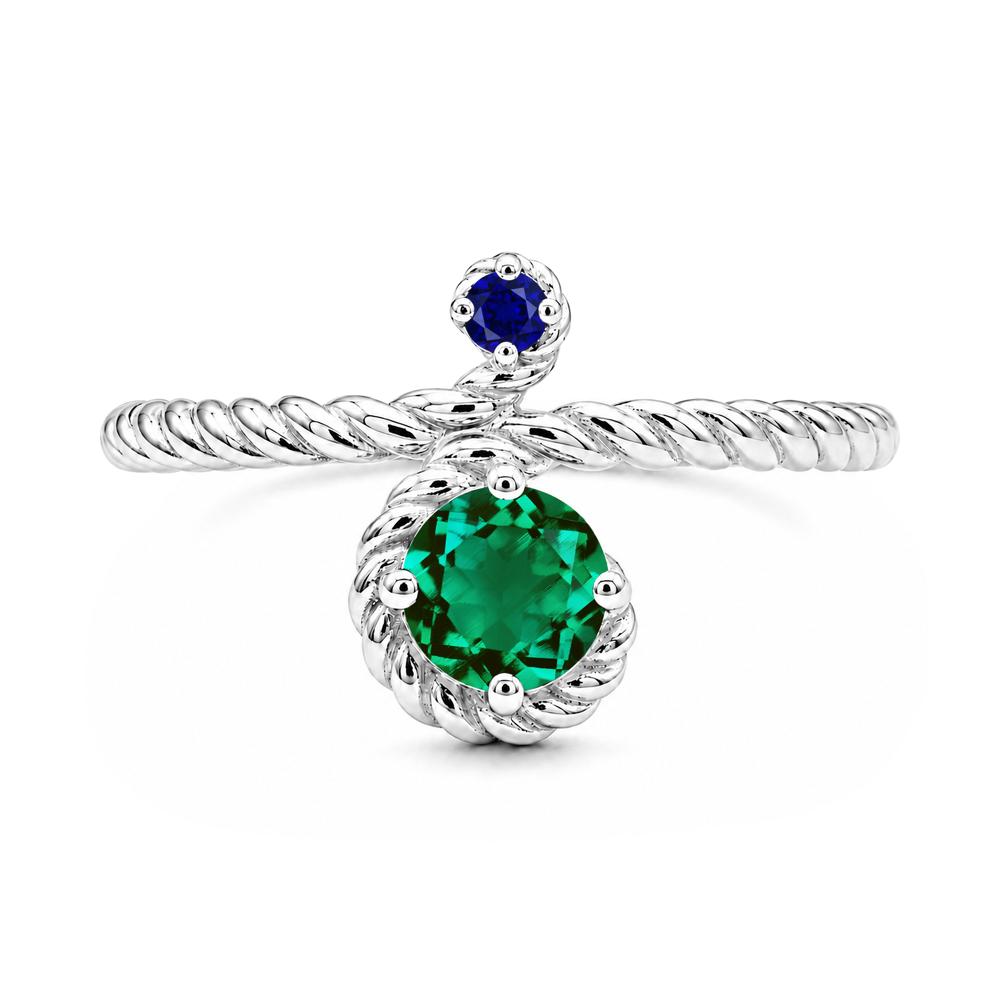Vintage Twisted Rope Pink Sapphire and Sapphire Two Stone Ring - LUO Jewelry #gemstone_Emerald and Sapphire