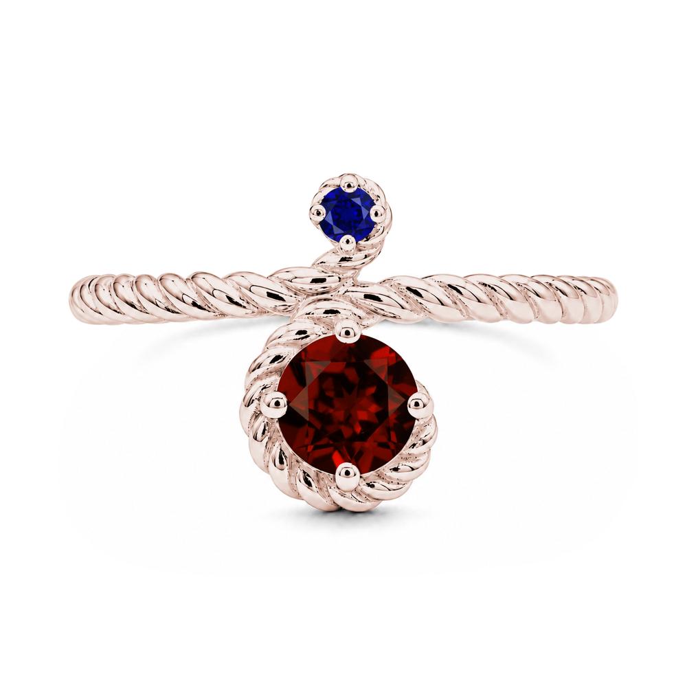 Vintage Twisted Rope Pink Sapphire and Sapphire Two Stone Ring - LUO Jewelry #gemstone_Garnet and Sapphire