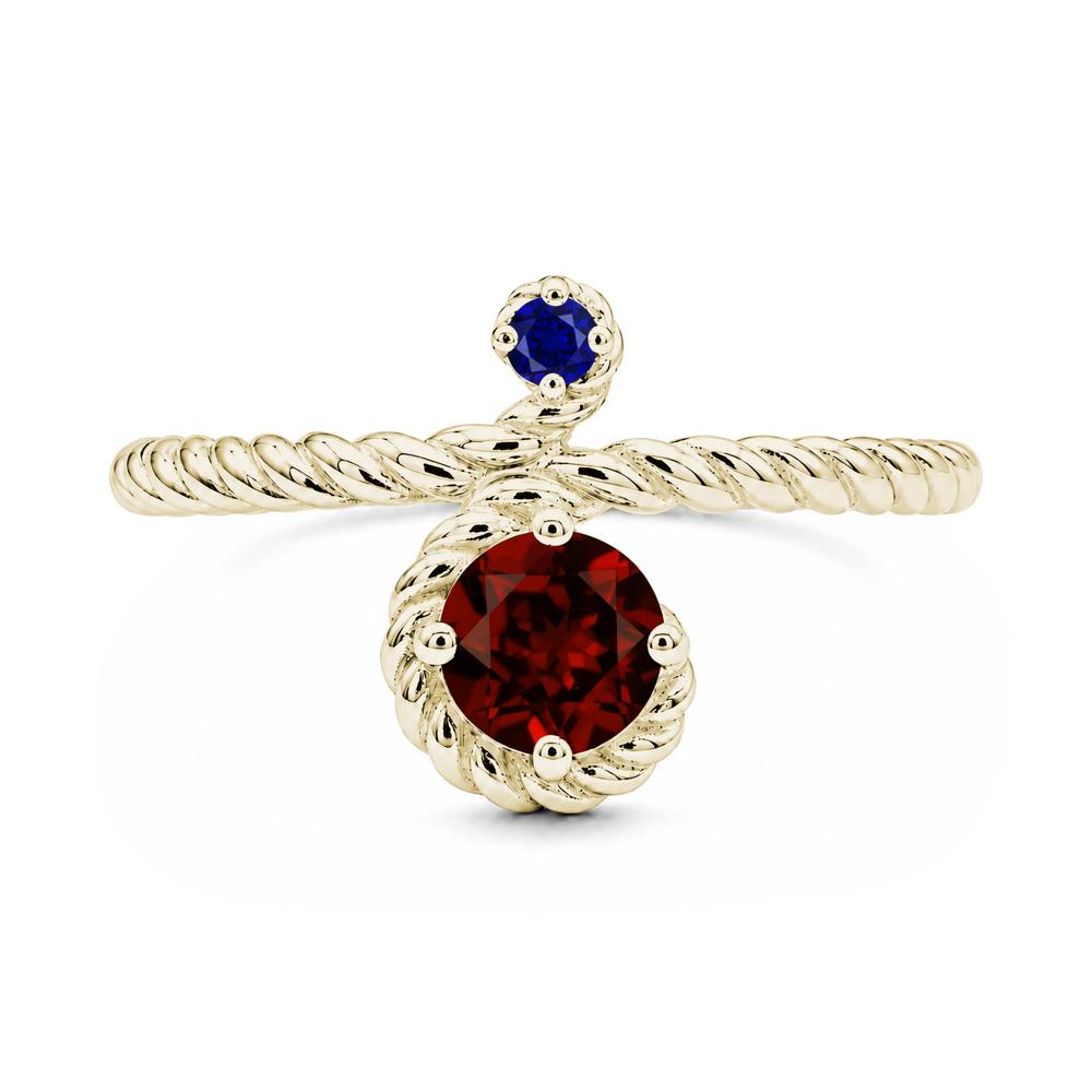 Vintage Twisted Rope Pink Sapphire and Sapphire Two Stone Ring - LUO Jewelry #gemstone_Garnet and Sapphire