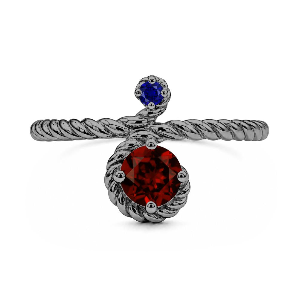 Vintage Twisted Rope Pink Sapphire and Sapphire Two Stone Ring - LUO Jewelry #gemstone_Garnet and Sapphire