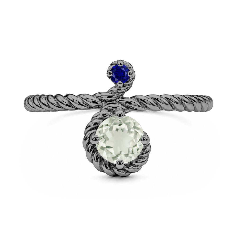 Vintage Twisted Rope Pink Sapphire and Sapphire Two Stone Ring - LUO Jewelry #gemstone_Green Amethyst and Sapphire