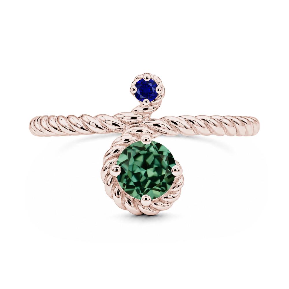 Vintage Twisted Rope Pink Sapphire and Sapphire Two Stone Ring - LUO Jewelry #gemstone_Green Sapphire and Sapphire