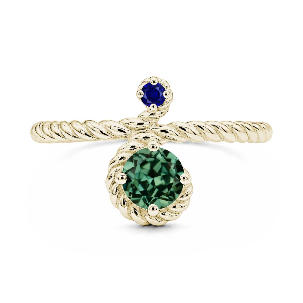 Vintage Twisted Rope Pink Sapphire and Sapphire Two Stone Ring - LUO Jewelry #gemstone_Green Sapphire and Sapphire