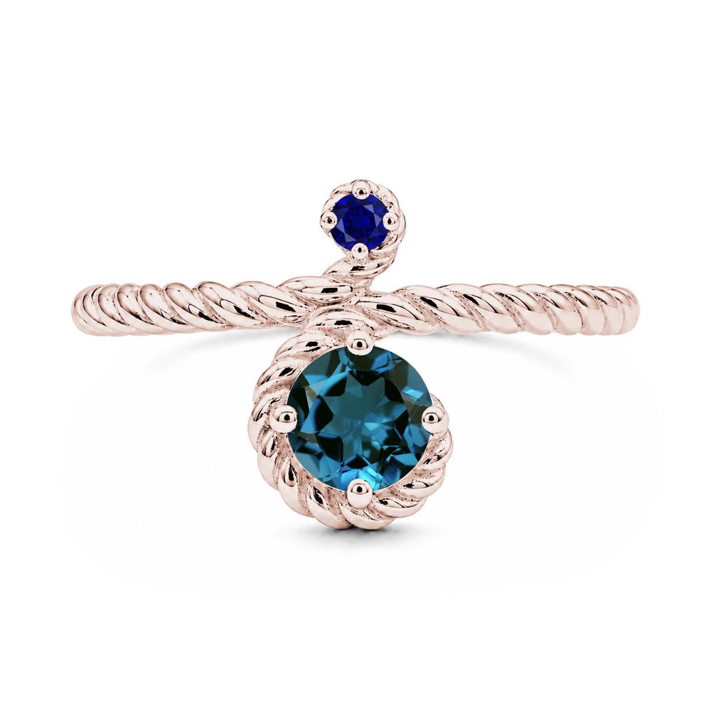 Vintage Twisted Rope Pink Sapphire and Sapphire Two Stone Ring - LUO Jewelry #gemstone_London Blue Topaz and Sapphire
