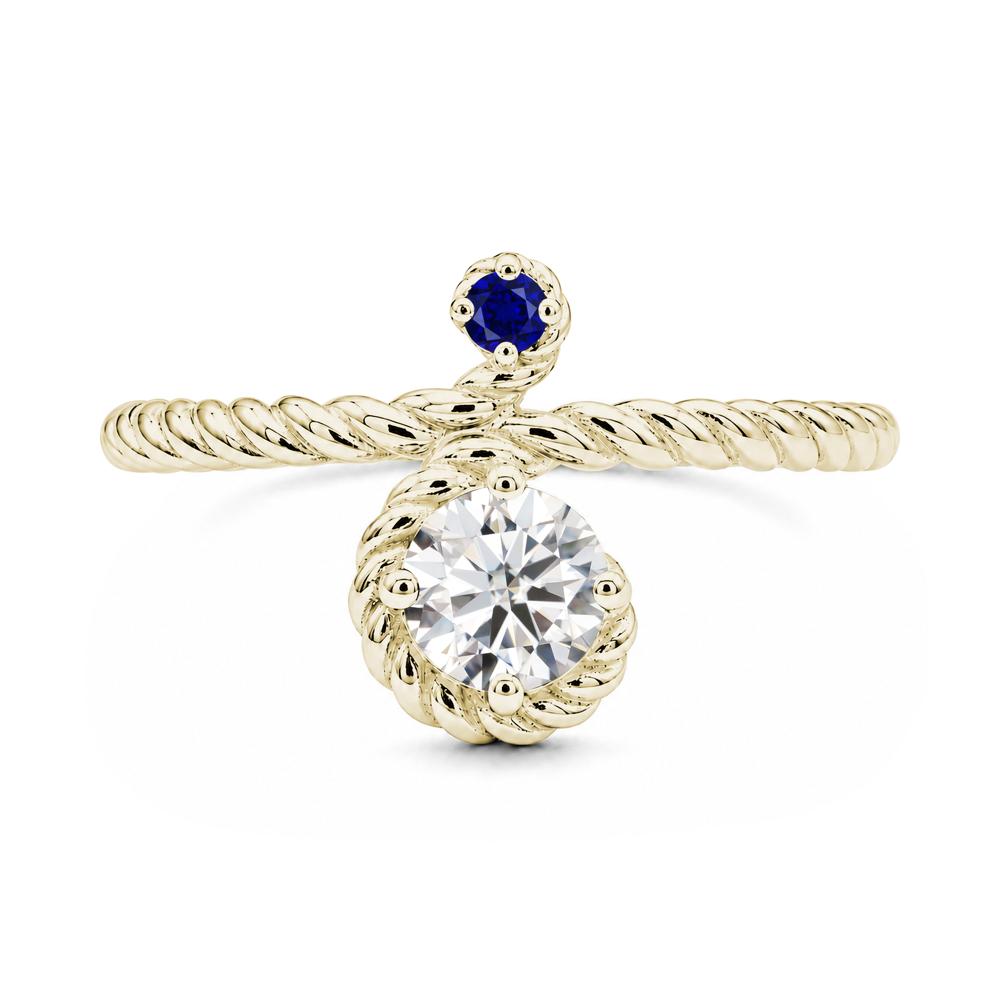 Vintage Twisted Rope Pink Sapphire and Sapphire Two Stone Ring - LUO Jewelry #gemstone_Moissanite and Sapphire