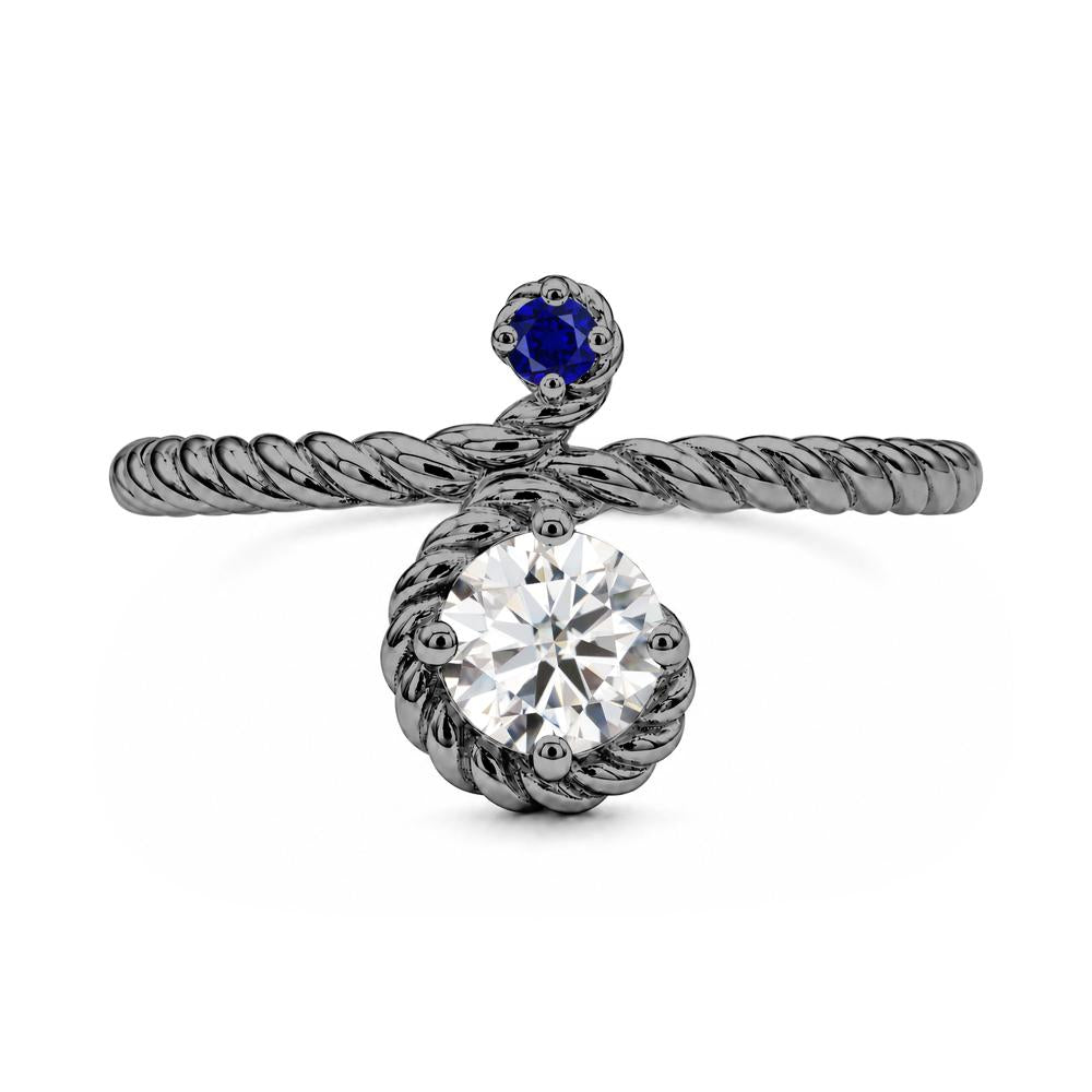 Vintage Twisted Rope Pink Sapphire and Sapphire Two Stone Ring - LUO Jewelry #gemstone_Moissanite and Sapphire