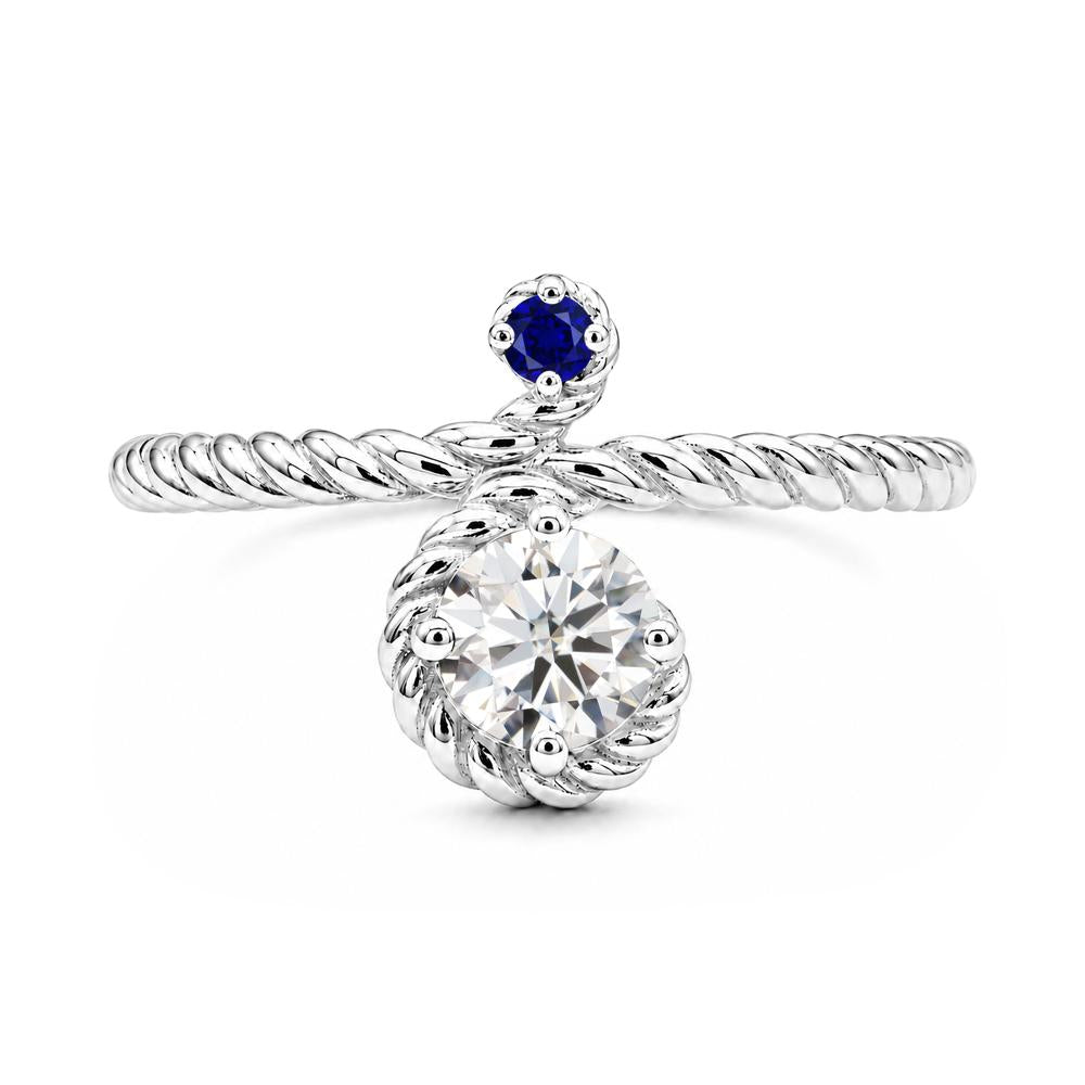 Vintage Twisted Rope Pink Sapphire and Sapphire Two Stone Ring - LUO Jewelry #gemstone_Moissanite and Sapphire