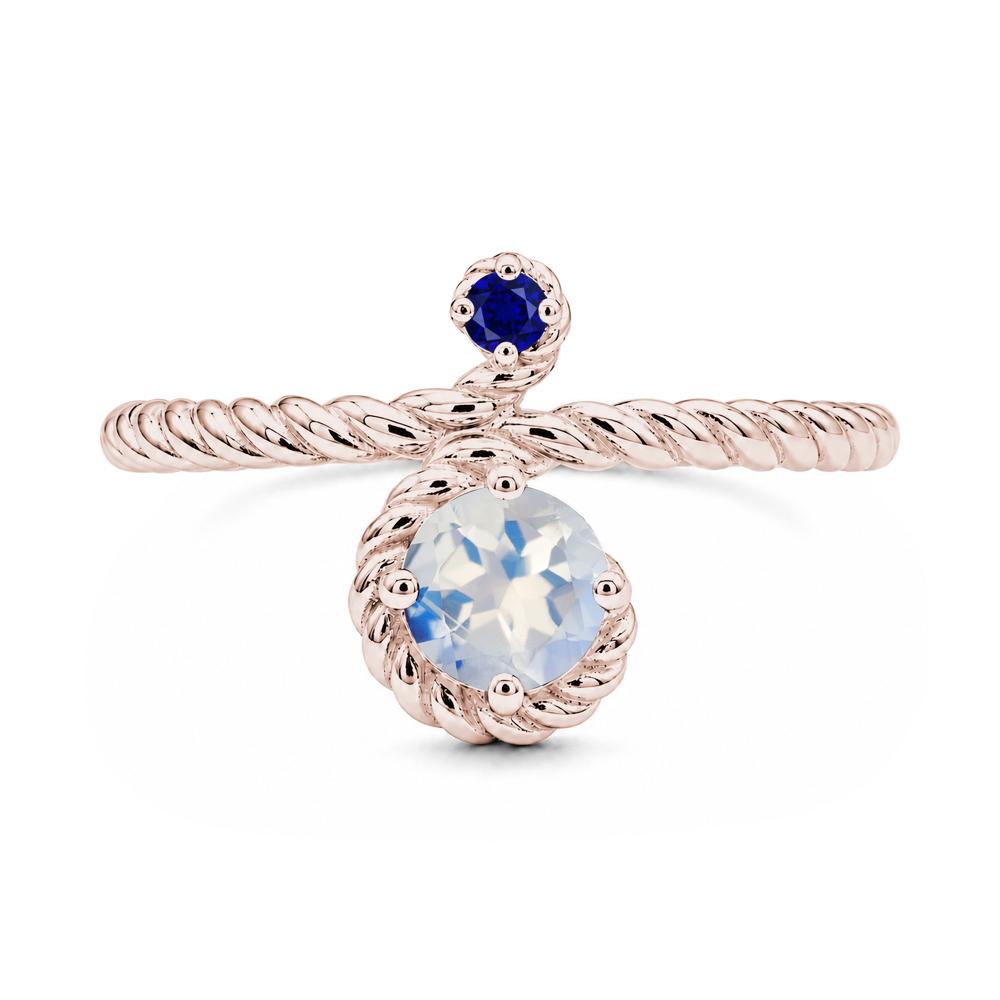 Vintage Twisted Rope Pink Sapphire and Sapphire Two Stone Ring - LUO Jewelry #gemstone_Moonstone and Sapphire