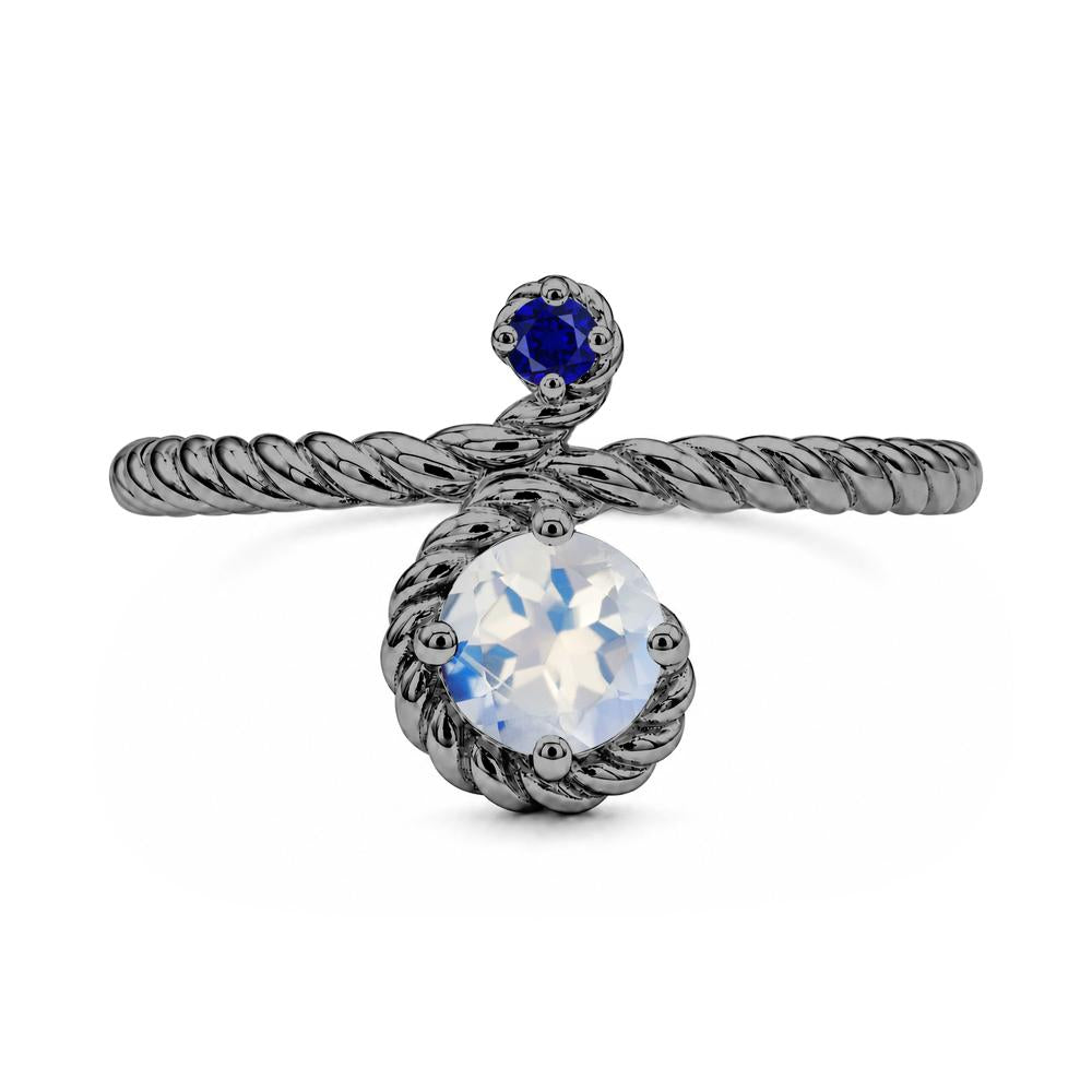 Vintage Twisted Rope Pink Sapphire and Sapphire Two Stone Ring - LUO Jewelry #gemstone_Moonstone and Sapphire