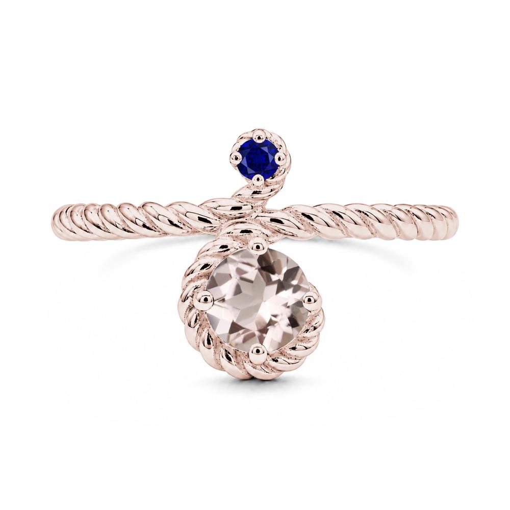 Vintage Twisted Rope Pink Sapphire and Sapphire Two Stone Ring - LUO Jewelry #gemstone_Morganite and Sapphire