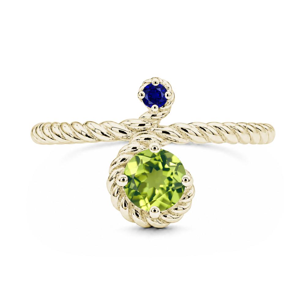 Vintage Twisted Rope Pink Sapphire and Sapphire Two Stone Ring - LUO Jewelry #gemstone_Peridot and Sapphire