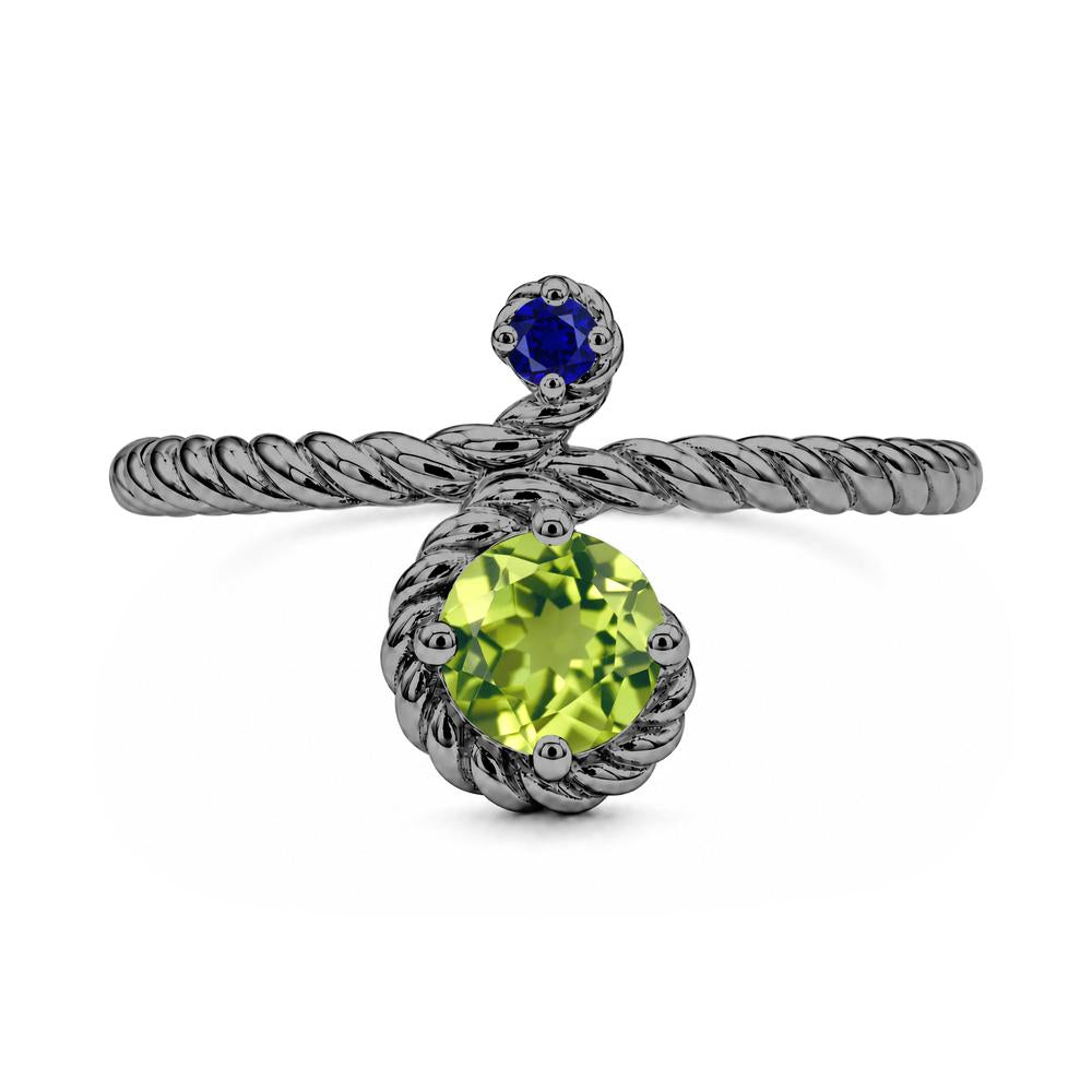 Vintage Twisted Rope Pink Sapphire and Sapphire Two Stone Ring - LUO Jewelry #gemstone_Peridot and Sapphire