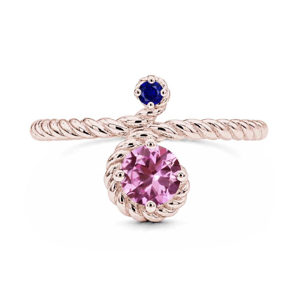 Vintage Twisted Rope Pink Sapphire and Sapphire Two Stone Ring - LUO Jewelry #gemstone_Pink Sapphire and Sapphire