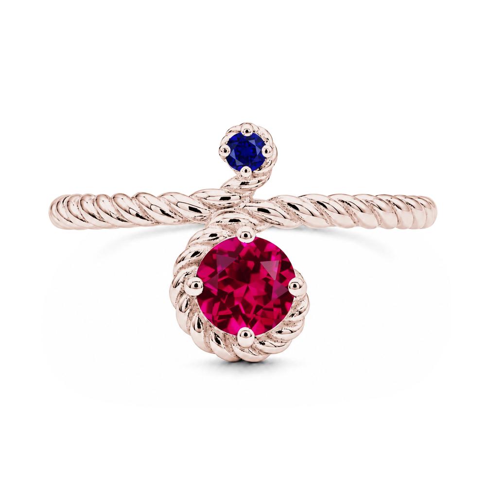 Vintage Twisted Rope Pink Sapphire and Sapphire Two Stone Ring - LUO Jewelry #gemstone_Ruby and Sapphire