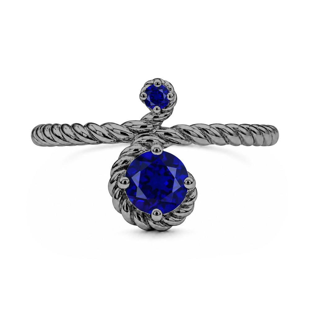 Vintage Twisted Rope Pink Sapphire and Sapphire Two Stone Ring - LUO Jewelry #gemstone_Sapphire
