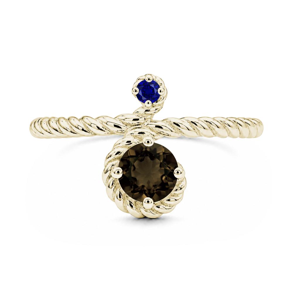 Vintage Twisted Rope Pink Sapphire and Sapphire Two Stone Ring - LUO Jewelry #gemstone_Smoky Quartz and Sapphire