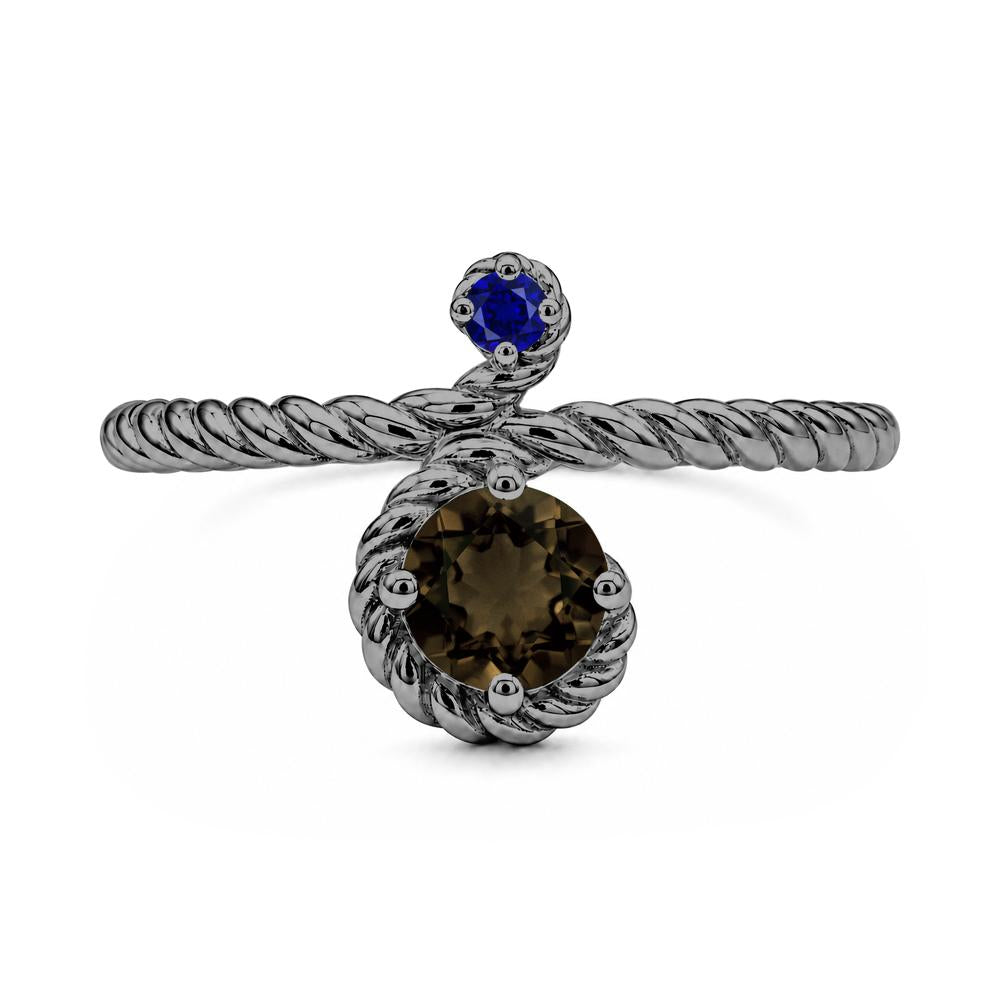 Vintage Twisted Rope Pink Sapphire and Sapphire Two Stone Ring - LUO Jewelry #gemstone_Smoky Quartz and Sapphire