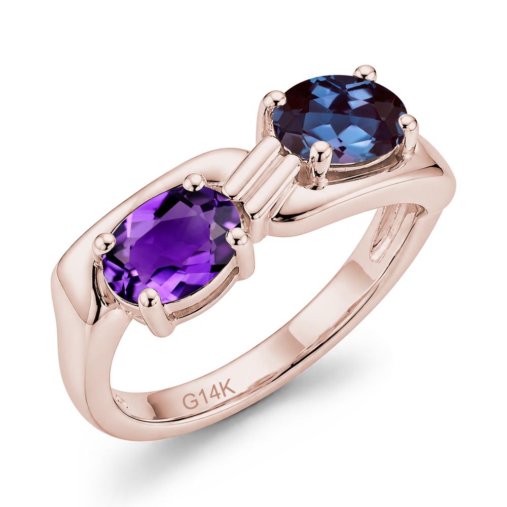 Toi Et Moi Two Stone Rose Quartz and Sapphire Promise Ring - LUO Jewelry #gemstone_Alexandrite and Amethyst