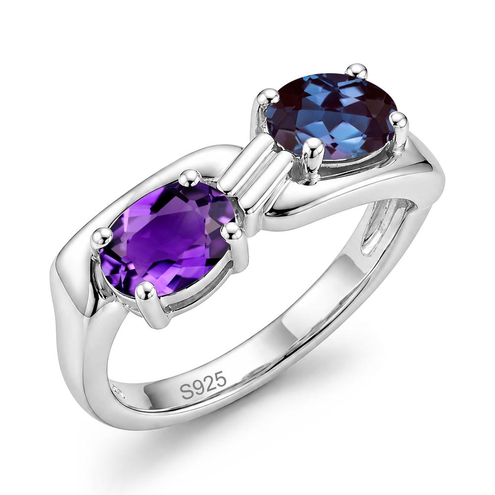 Toi Et Moi Two Stone Rose Quartz and Sapphire Promise Ring - LUO Jewelry #gemstone_Alexandrite and Amethyst