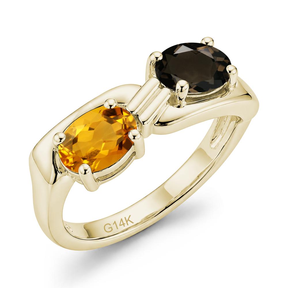 Toi Et Moi Two Stone Rose Quartz and Sapphire Promise Ring - LUO Jewelry #gemstone_Citrine and Smoky Quartz
