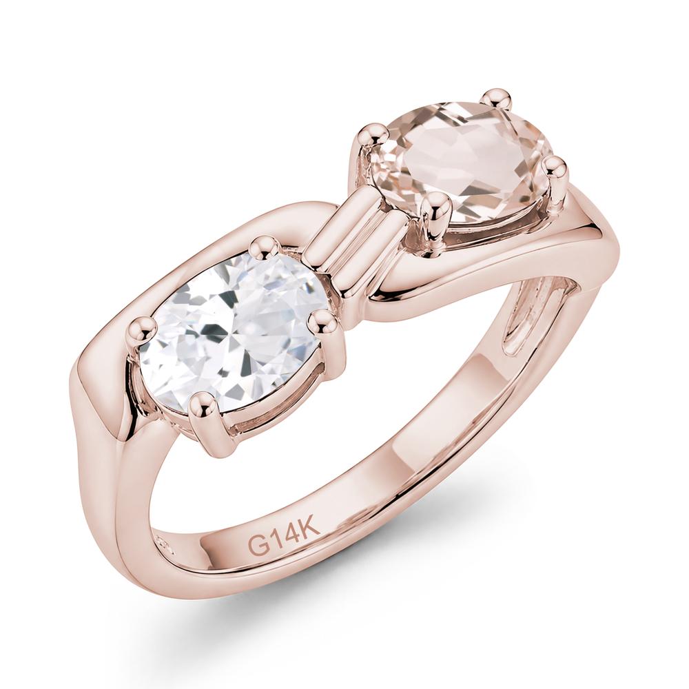 Toi Et Moi Two Stone Rose Quartz and Sapphire Promise Ring - LUO Jewelry #gemstone_Cubic Zirconia and Morganite