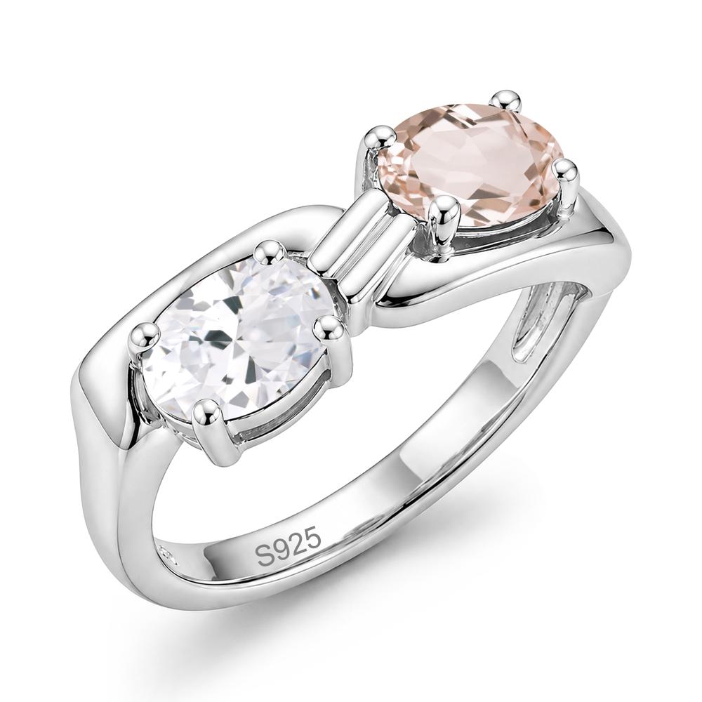 Toi Et Moi Two Stone Rose Quartz and Sapphire Promise Ring - LUO Jewelry #gemstone_Cubic Zirconia and Morganite