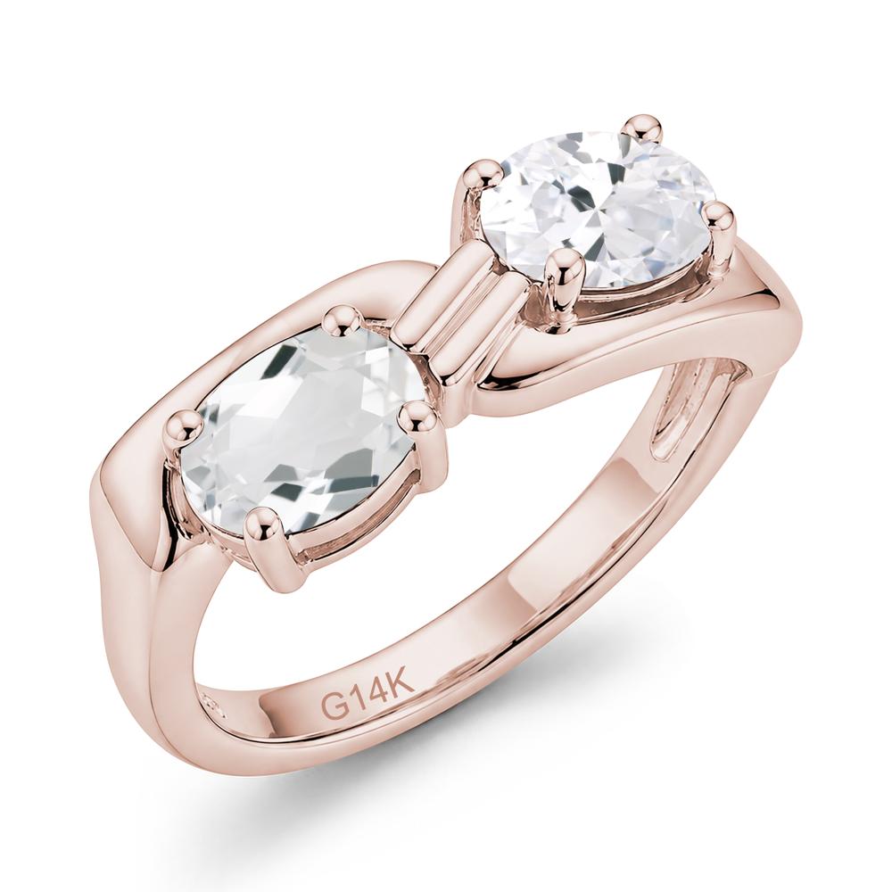 Toi Et Moi Two Stone Rose Quartz and Sapphire Promise Ring - LUO Jewelry #gemstone_Cubic Zirconia and White Topaz