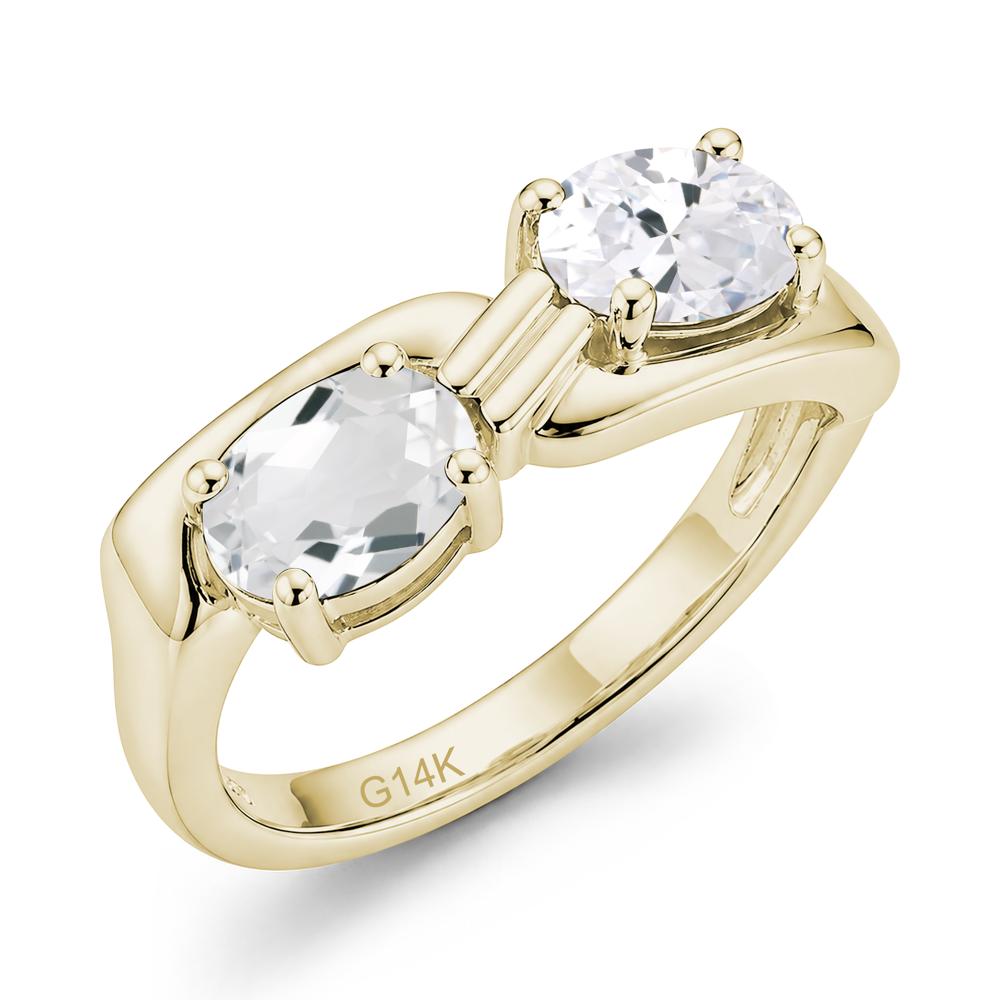 Toi Et Moi Two Stone Rose Quartz and Sapphire Promise Ring - LUO Jewelry #gemstone_Cubic Zirconia and White Topaz