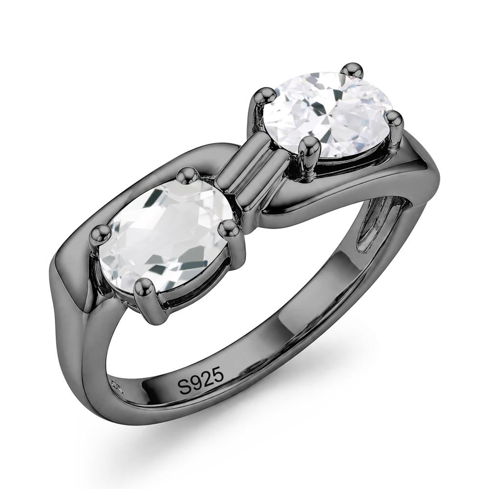 Toi Et Moi Two Stone Rose Quartz and Sapphire Promise Ring - LUO Jewelry #gemstone_Cubic Zirconia and White Topaz