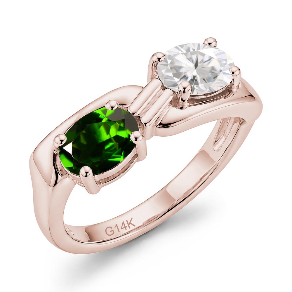 Toi Et Moi Two Stone Rose Quartz and Sapphire Promise Ring - LUO Jewelry #gemstone_Diopside and Moissanite