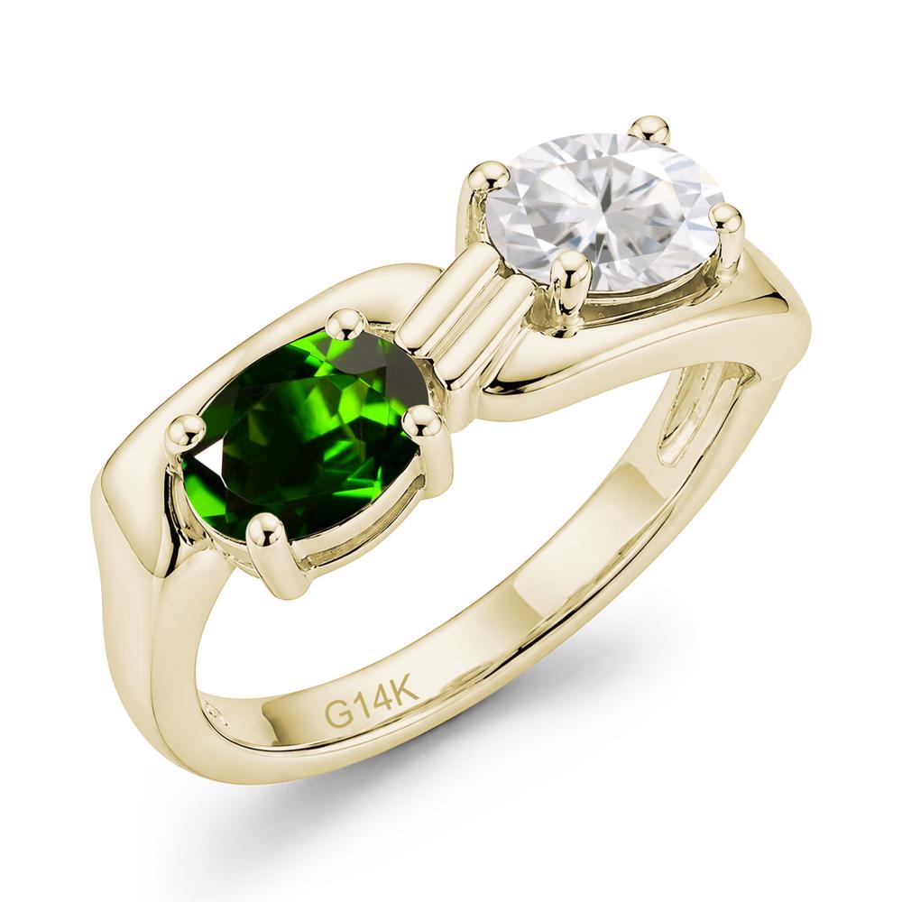Toi Et Moi Two Stone Rose Quartz and Sapphire Promise Ring - LUO Jewelry #gemstone_Diopside and Moissanite