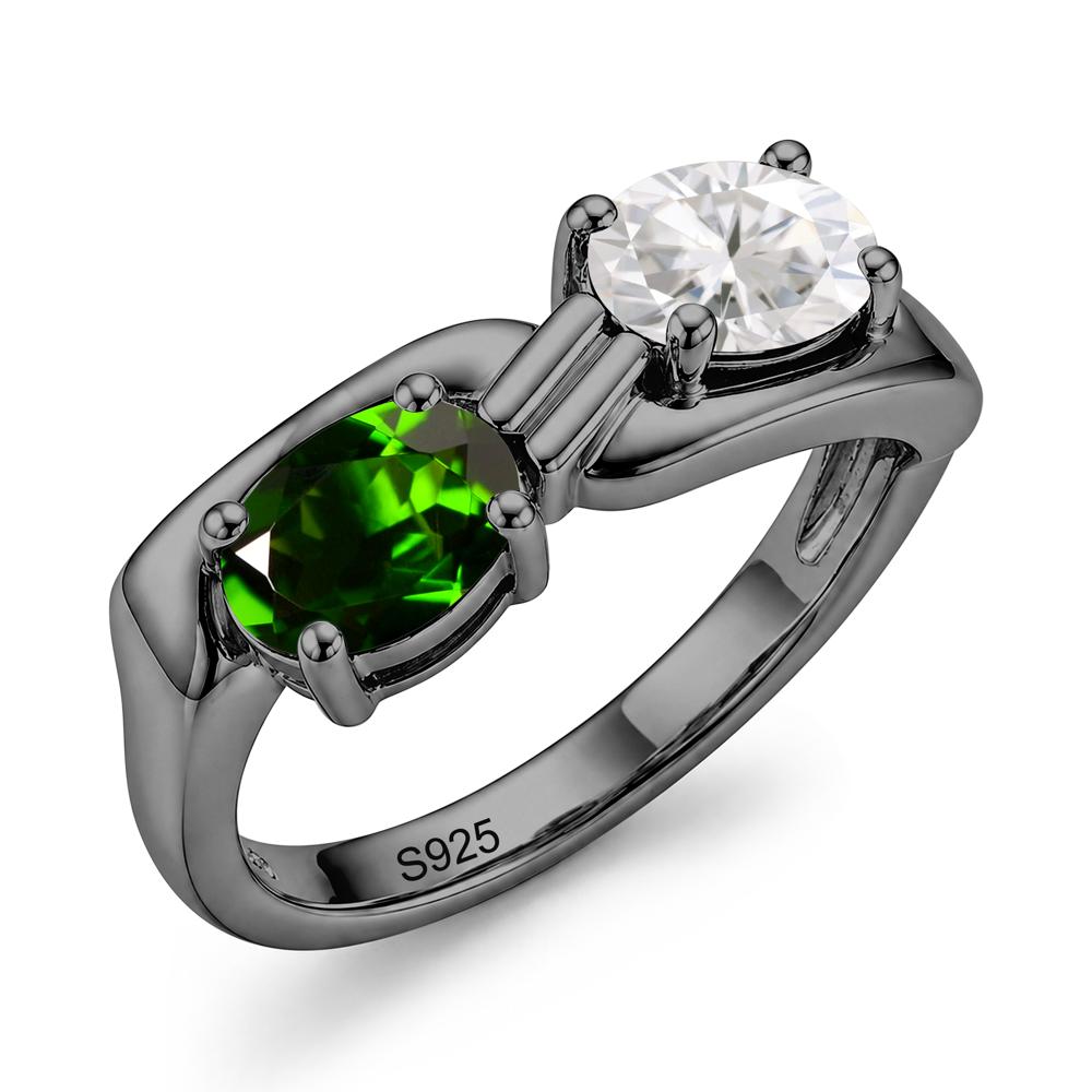 Toi Et Moi Two Stone Rose Quartz and Sapphire Promise Ring - LUO Jewelry #gemstone_Diopside and Moissanite