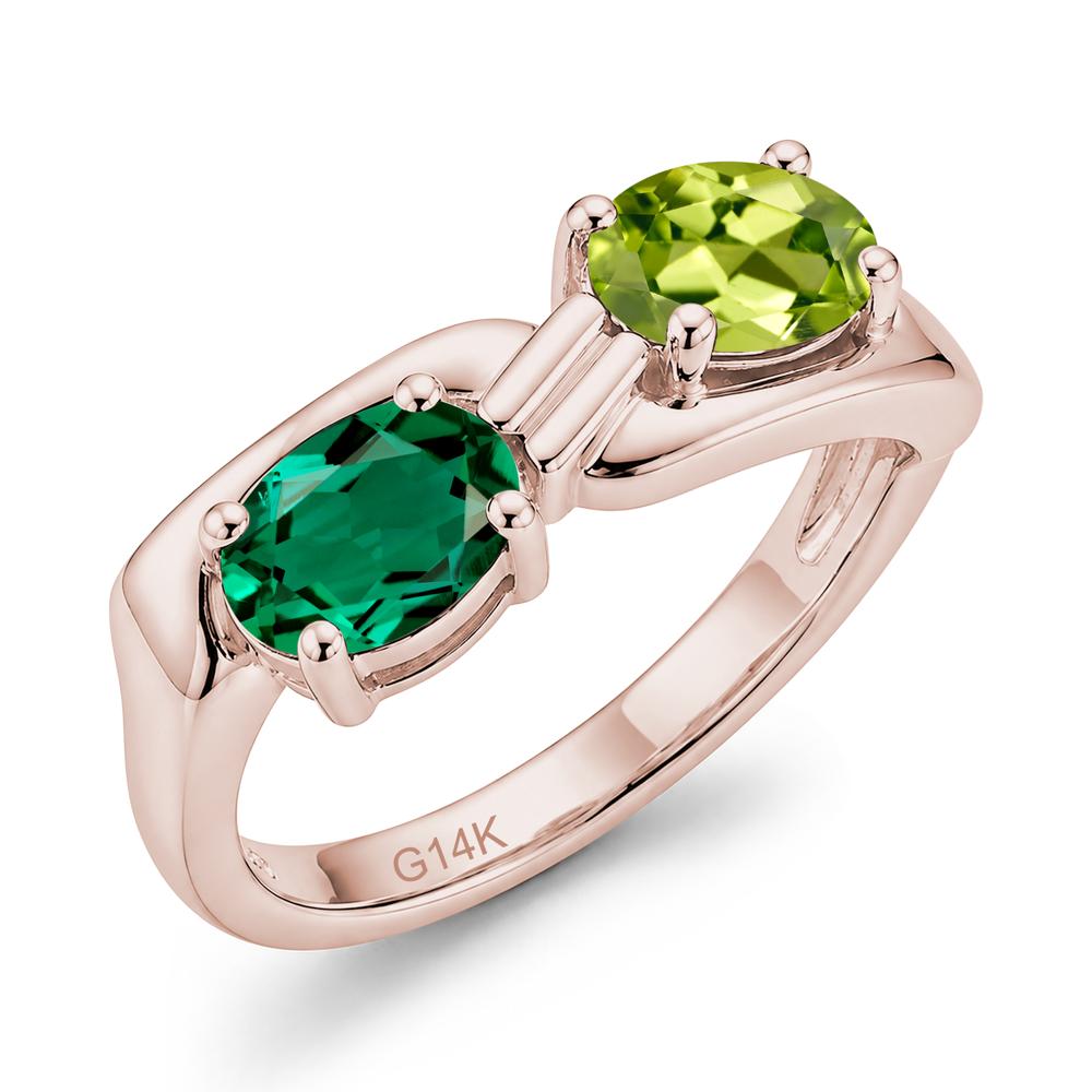 Toi Et Moi Two Stone Rose Quartz and Sapphire Promise Ring - LUO Jewelry #gemstone_Emerald and Peridot