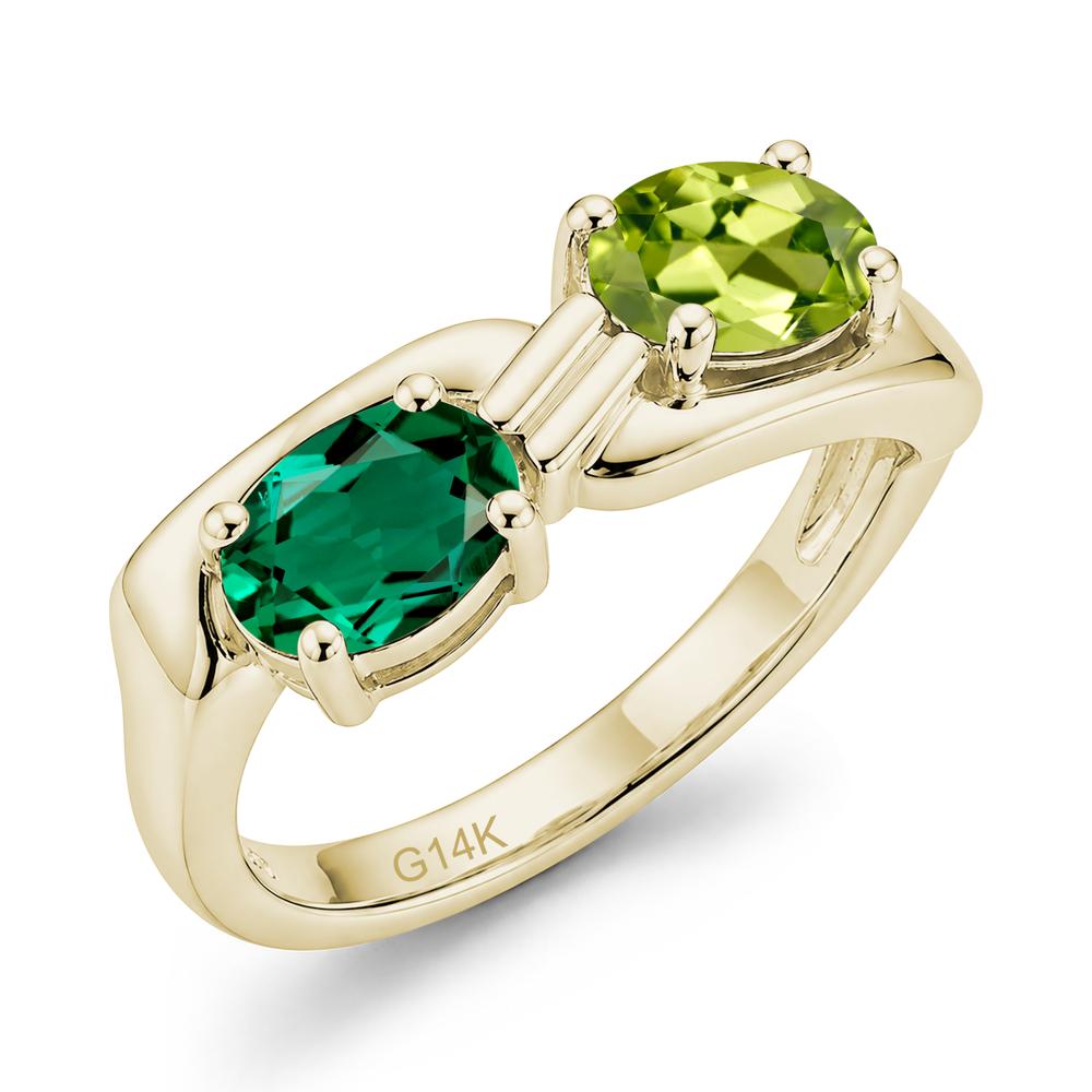 Toi Et Moi Two Stone Rose Quartz and Sapphire Promise Ring - LUO Jewelry #gemstone_Emerald and Peridot