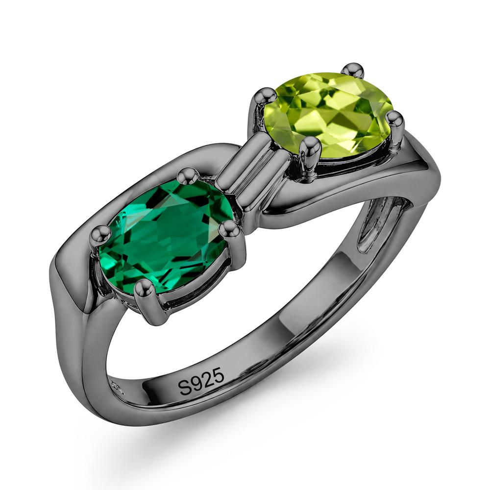 Toi Et Moi Two Stone Rose Quartz and Sapphire Promise Ring - LUO Jewelry #gemstone_Emerald and Peridot