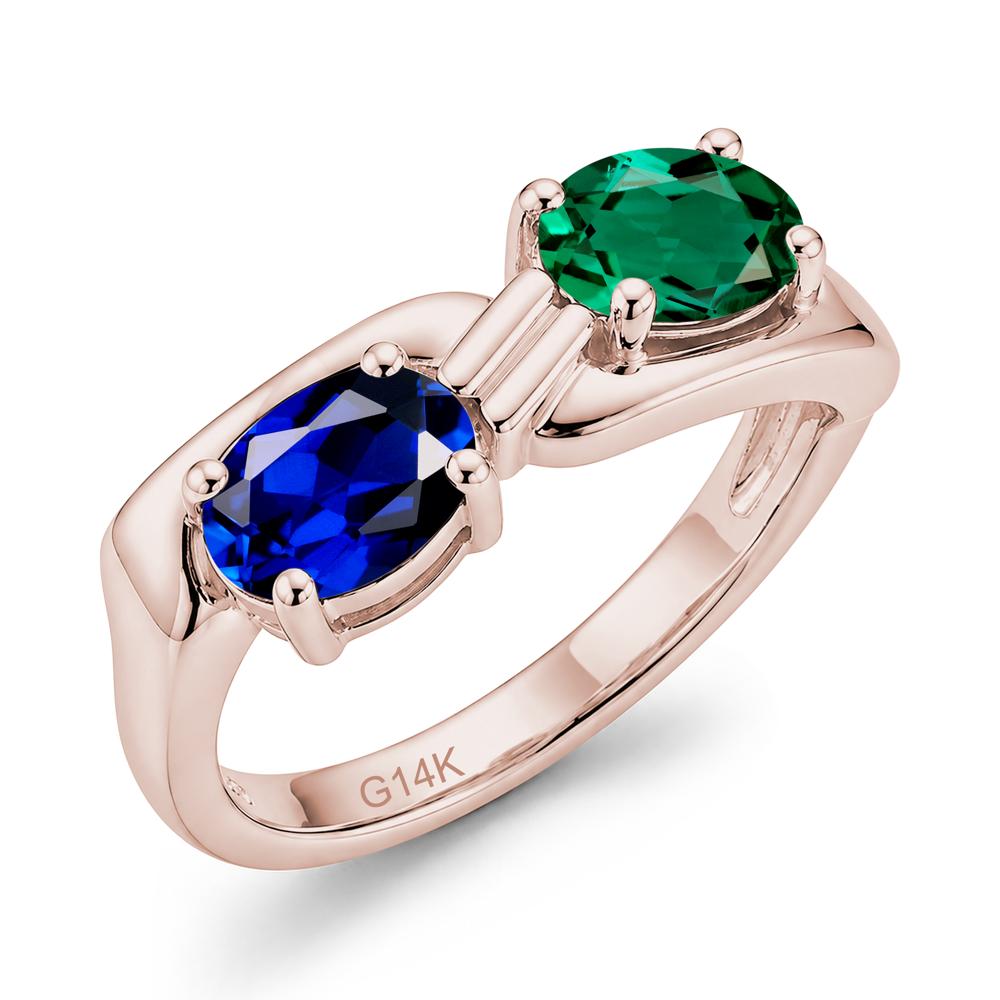 Toi Et Moi Two Stone Rose Quartz and Sapphire Promise Ring - LUO Jewelry #gemstone_Emerald and Sapphire